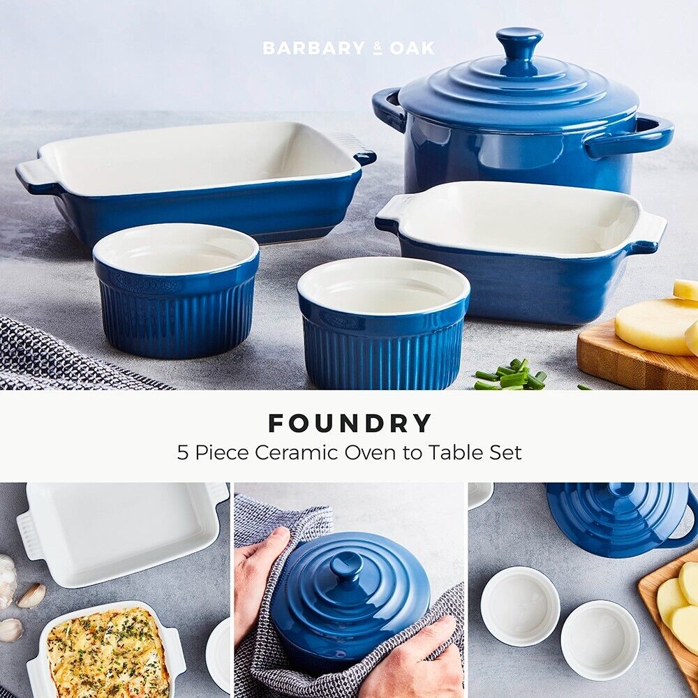 Barbary & Oak Foundry Ceramic Ovenware Gift Set Blue BO875000BLU