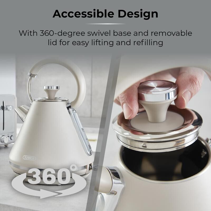 Pyramidal Kettle Tower Cavaletto Pyramid Kettle in Latte with Chrome Accents T10044MSH