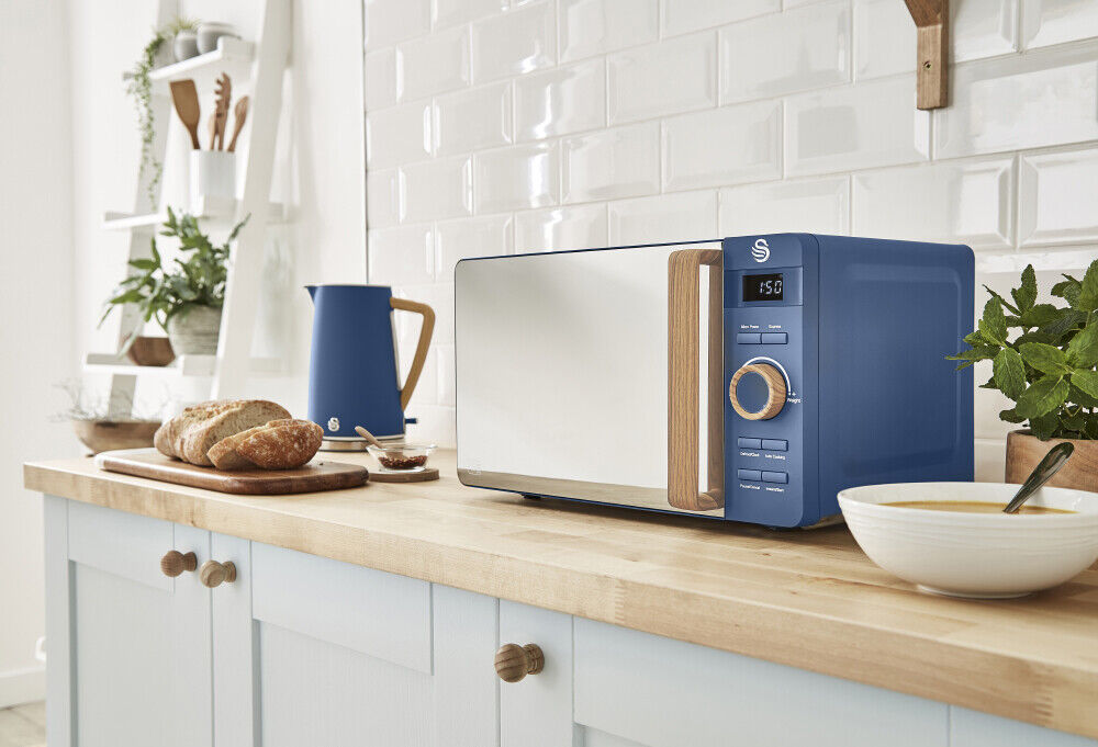 Swan Nordic Modern Scandinavian Style Digital 20L 800W Microwave in Blue