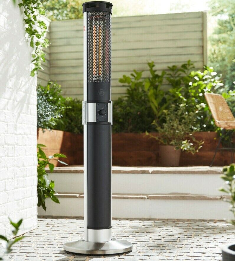 2 x New Swan 2KW Electric Patio Heaters Outdoor Free Standing Heater IP24 Rated