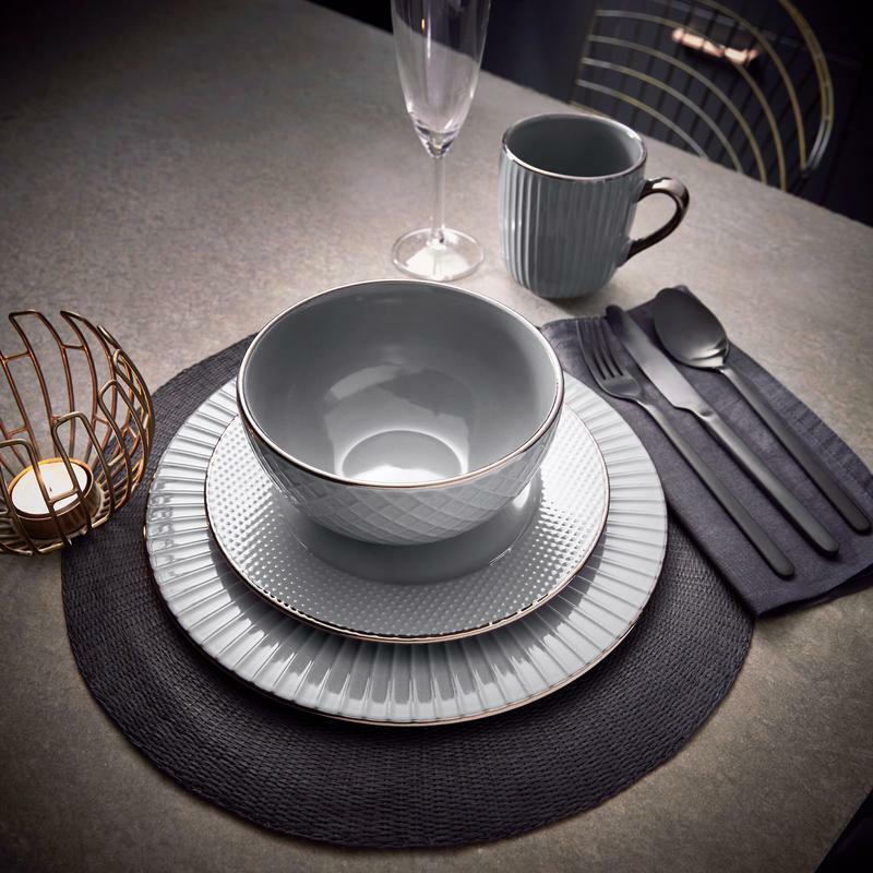 Tower Empire 16 Piece Dinner Set in Grey with Burnt Gold Accents Dining Set