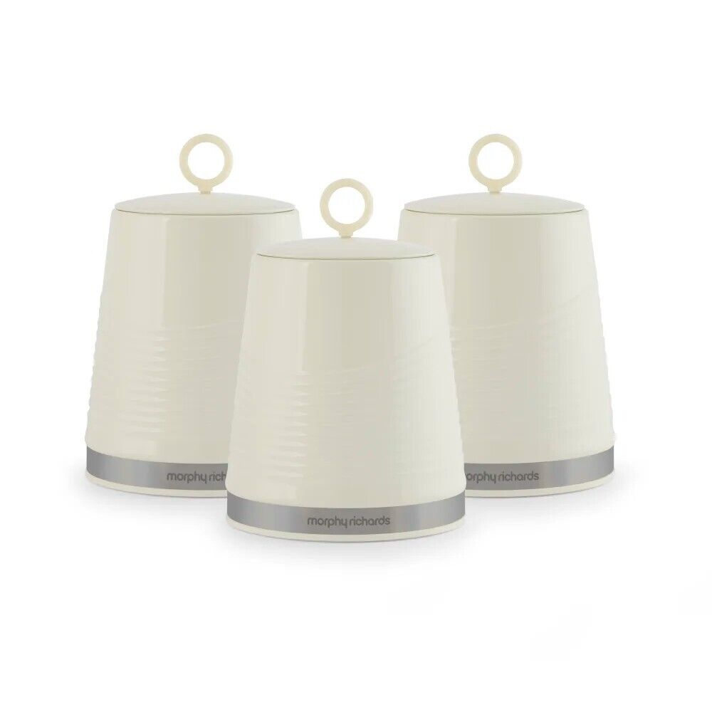 Morphy Richards Dune Tea, Coffee & Sugar Set of 3 Canisters Ivory Cream 976006