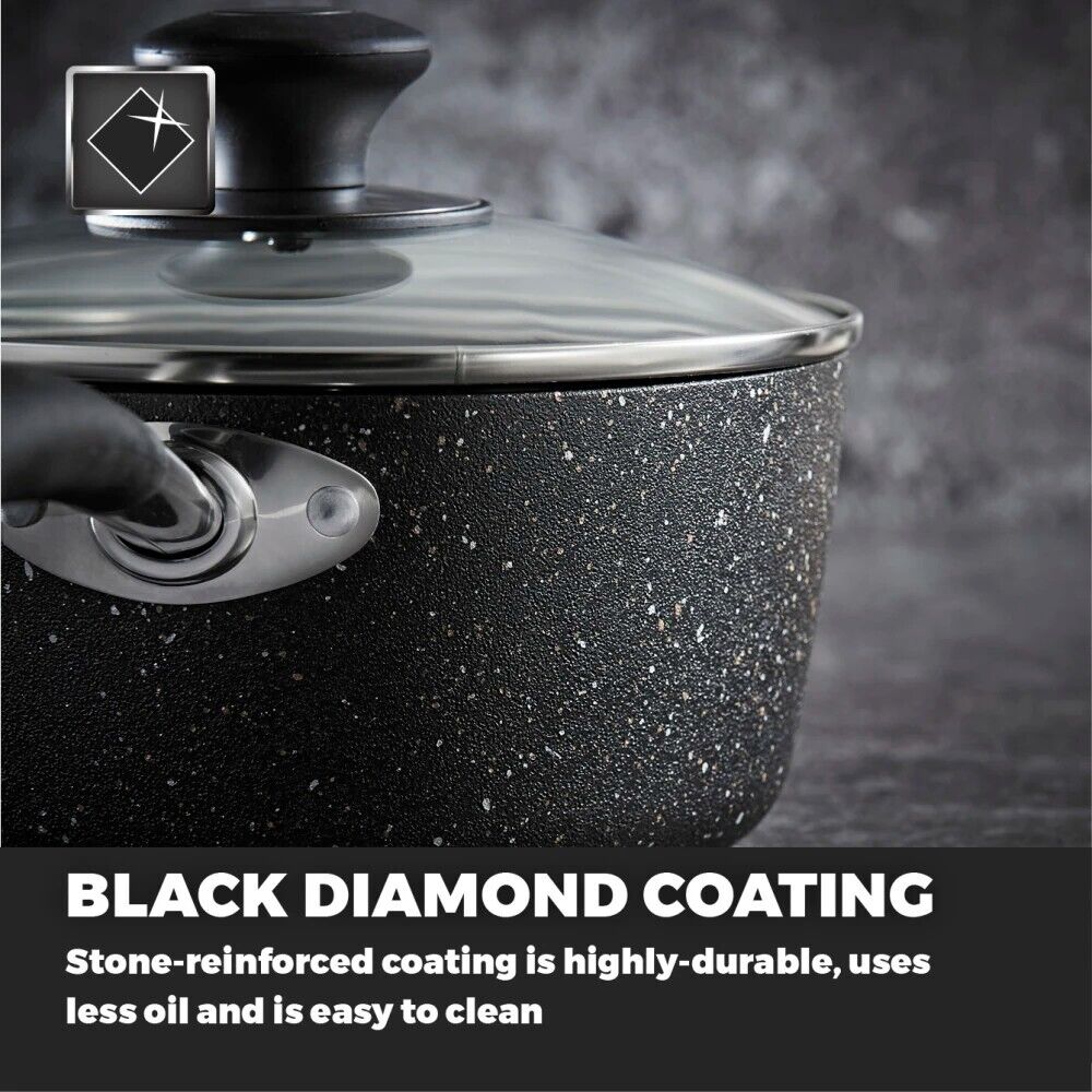 Tower Precision 3 Piece Pans Set Black Cookware T900111