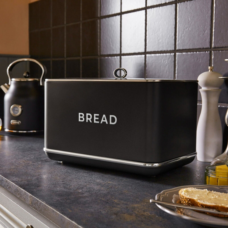 Tower Renaissance Black Bread Bin Canisters Stylish Matching Kitchen S