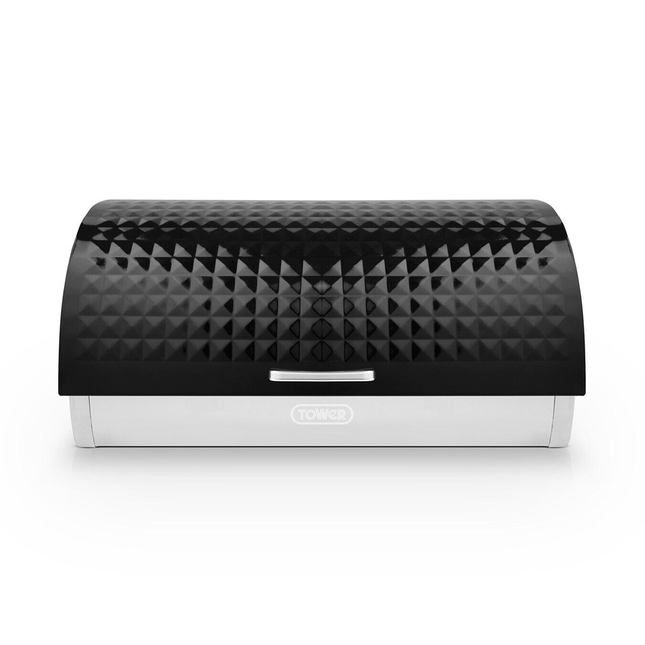 Tower Solitaire Black Breadbin with Embossed Diamond Design T826206BLK