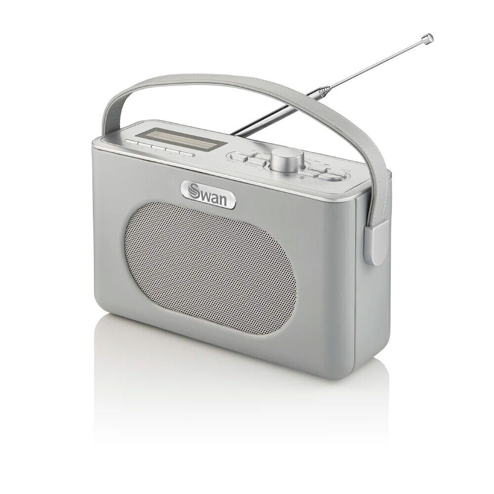Swan Retro Grey DAB Bluetooth Portable Radio Alarm Clock LCD Display SRA43010GRN