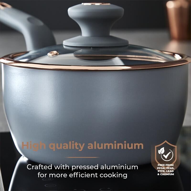 Tower Cavaletto 5 Piece Pan Set Grey & Rose Gold T800232GRY