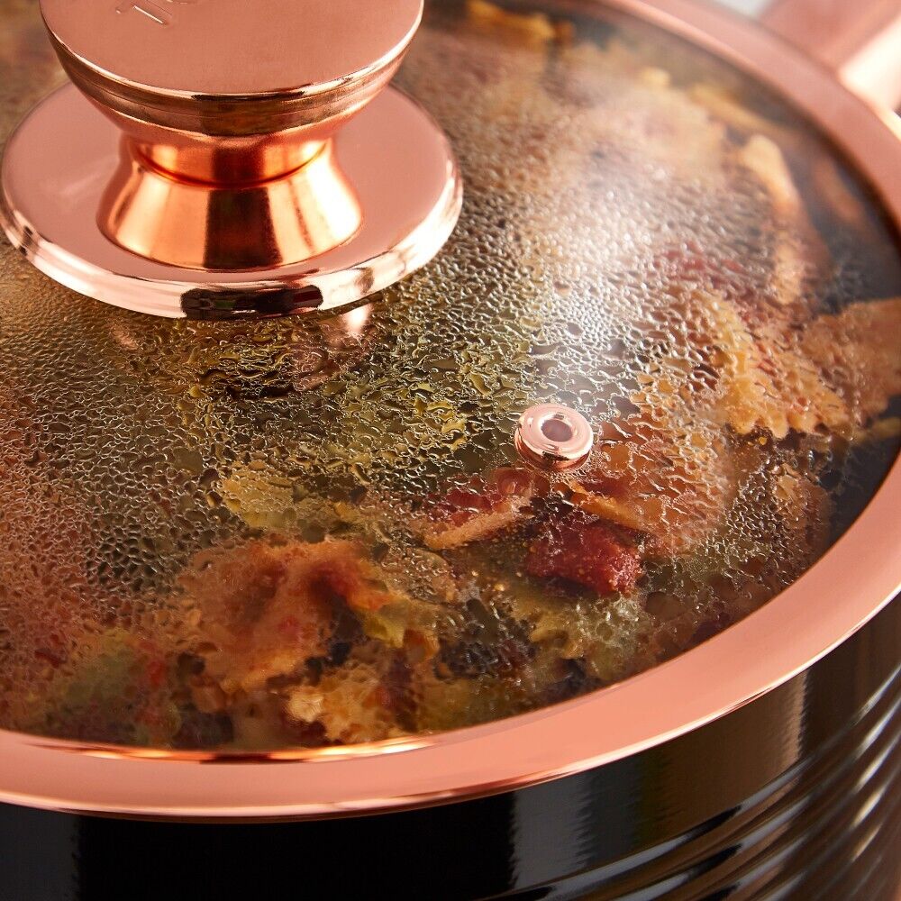 Tower Linear Black & Rose Gold Non-Stick 5 Piece Pan Set T800140RB