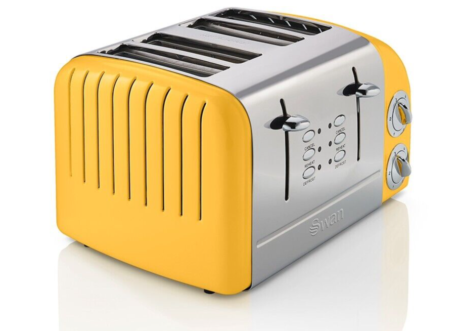 NEW Swan Retro 4 Slice Toaster Yellow ST34020YELN Vintage Design 2 Yr Guarantee