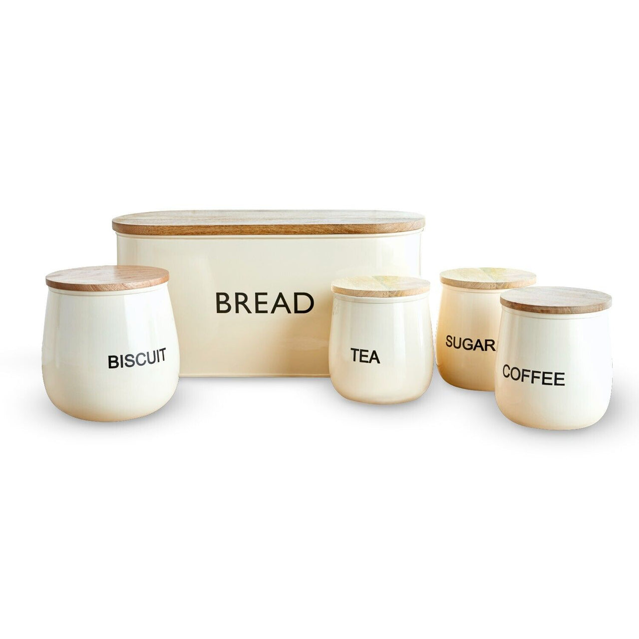 Tower 5 Piece Storage Set Bread Bin Canisters & Biscuit Tin Chantilly Cream T826212CHA