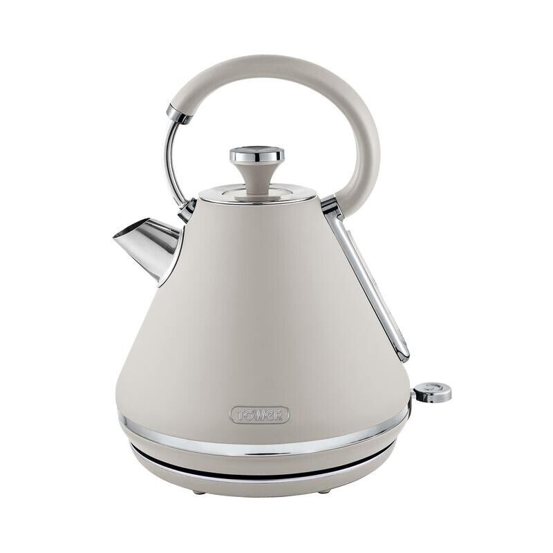Tower Cavaletto 1.7L 3KW Pyramid Kettle in Latte with Chrome Accents T10044MSH