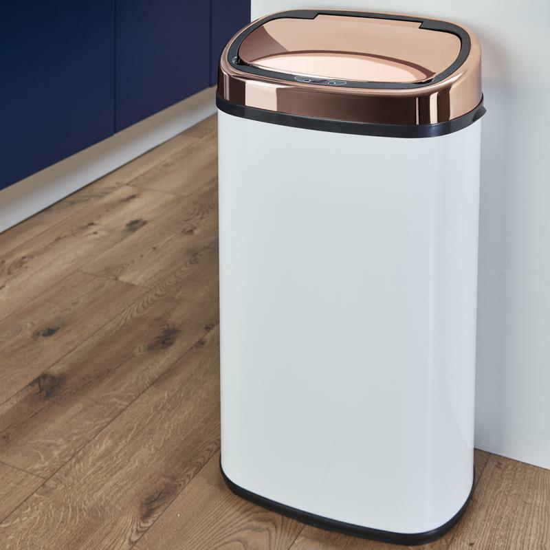 Tower Sensor Bin Breadbin Canisters Mug Tree Towel Pole Set White & Rose Gold
