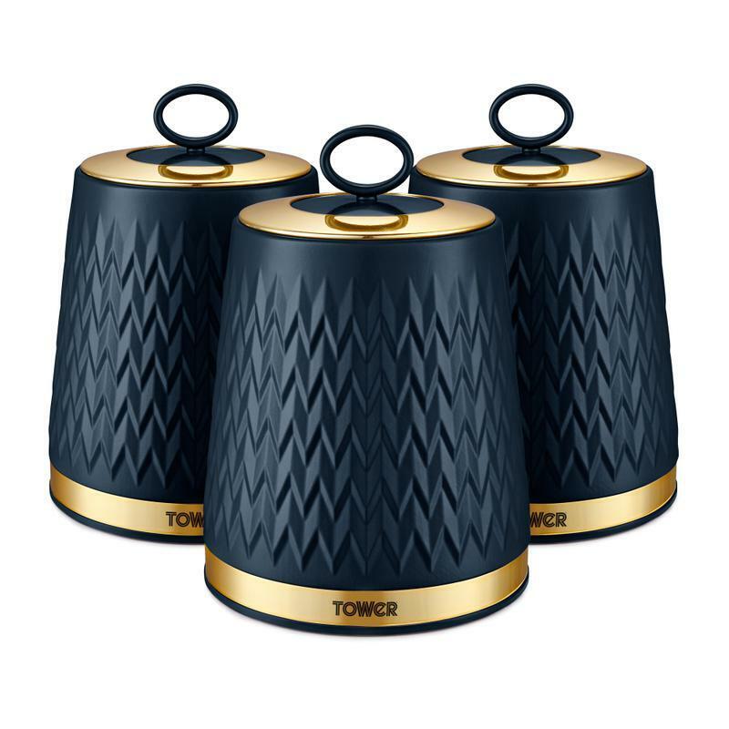 Tower Empire Midnight Blue Tea Coffee & Sugar Storage Canisters