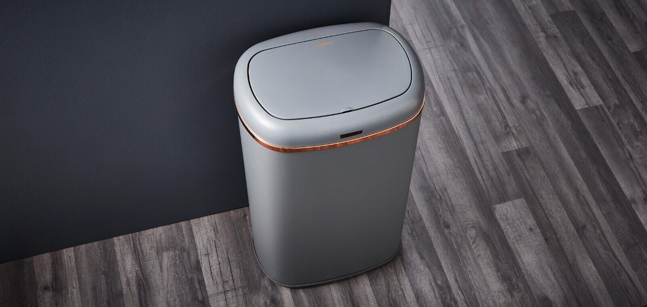 Tower Cavaletto Square 58L Sensor Bin Grey/Rose Gold Household Bin Automatic Lid T838010GRY