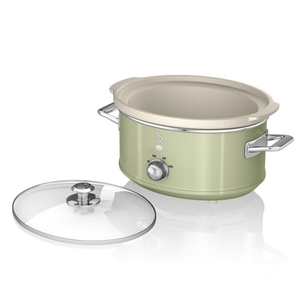 Swan Retro Green 3.5L Slow Cooker Energy Efficient Cooking SF17021GN