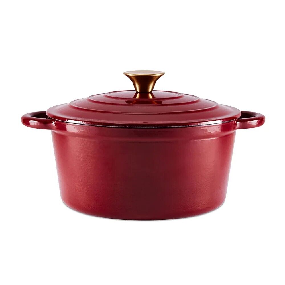 Barbary & Oak Foundry Round 24cm Casserole Pan Cast Iron Red BO800251RED