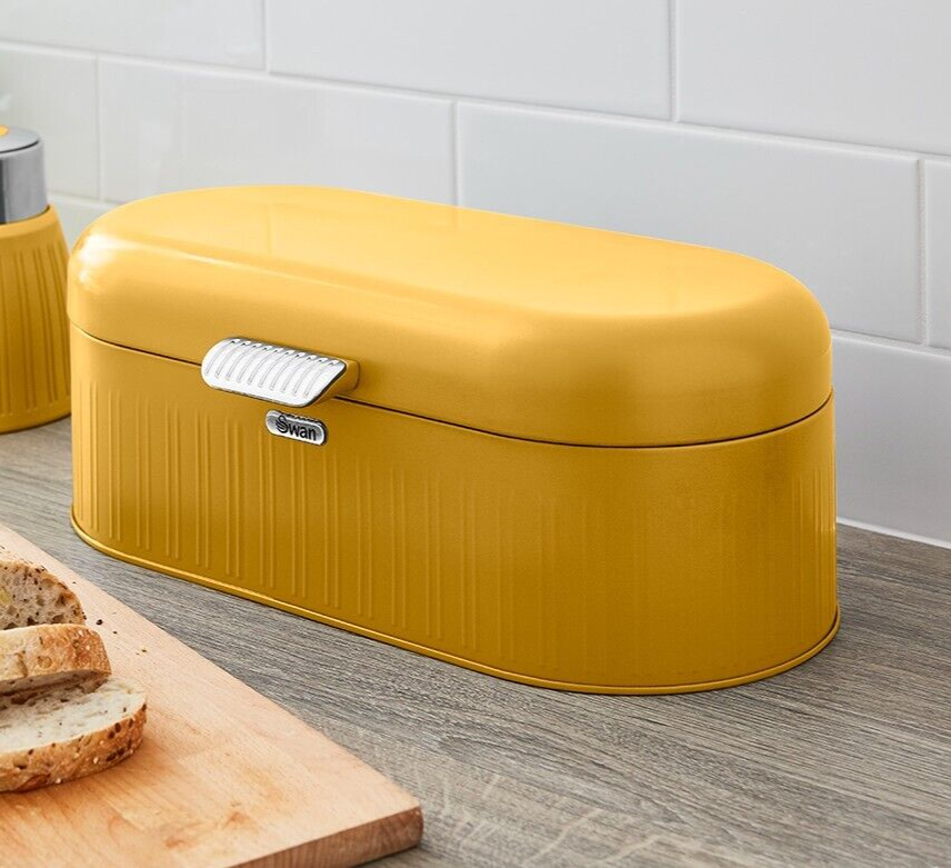 Swan Retro Yellow Bread Bin Vintage Design Kitchen Storage SWKA1014YELN
