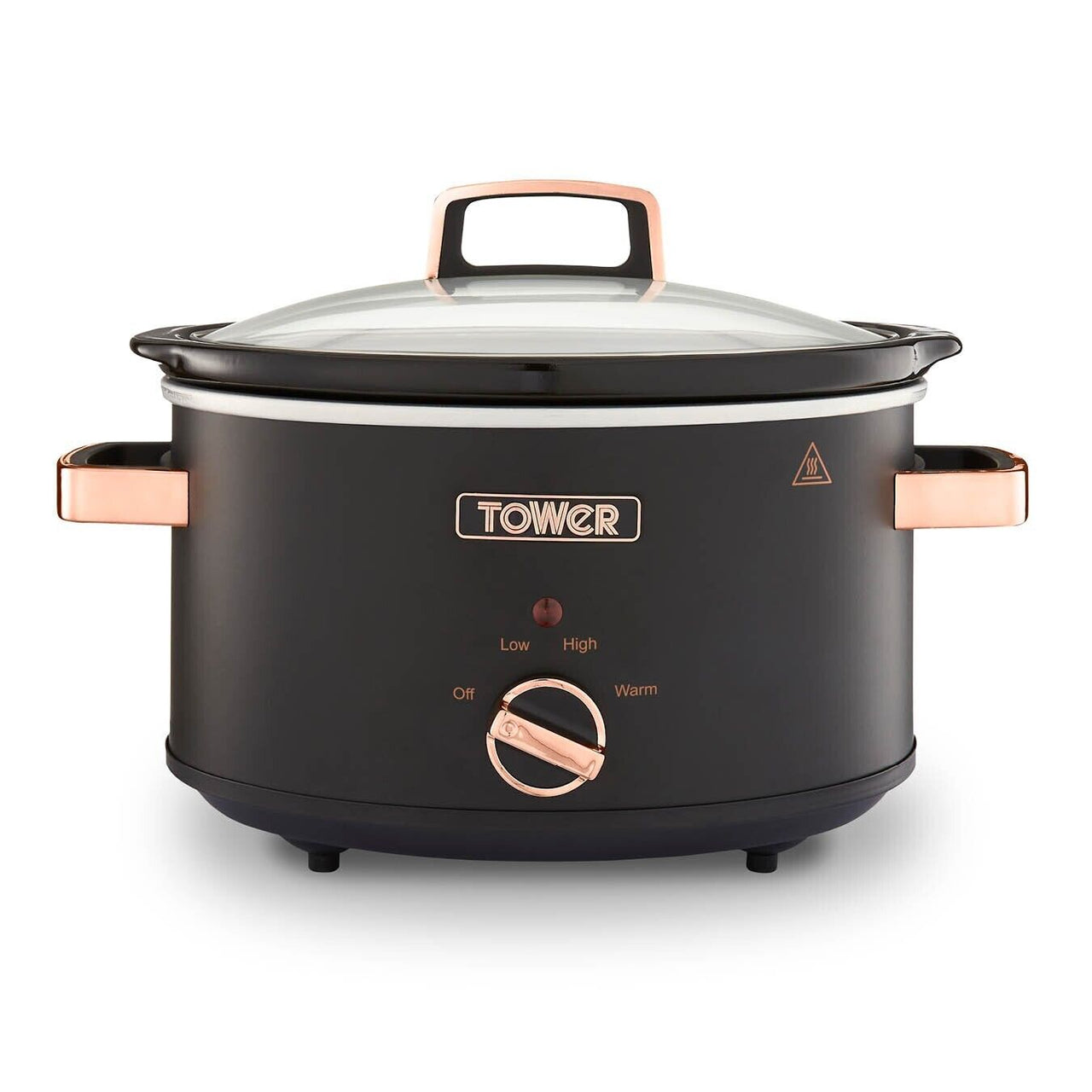 Tower Cavaletto 6.5L Large Slow Cooker Black & Rose Gold Ultra Energy Efficient