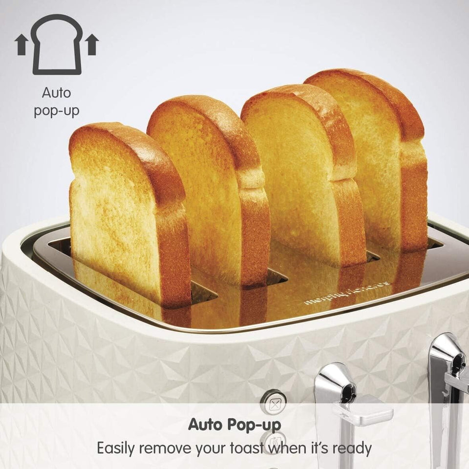 Morphy Richards Vector White Pyramid Kettle & 4 Slice Toaster Set