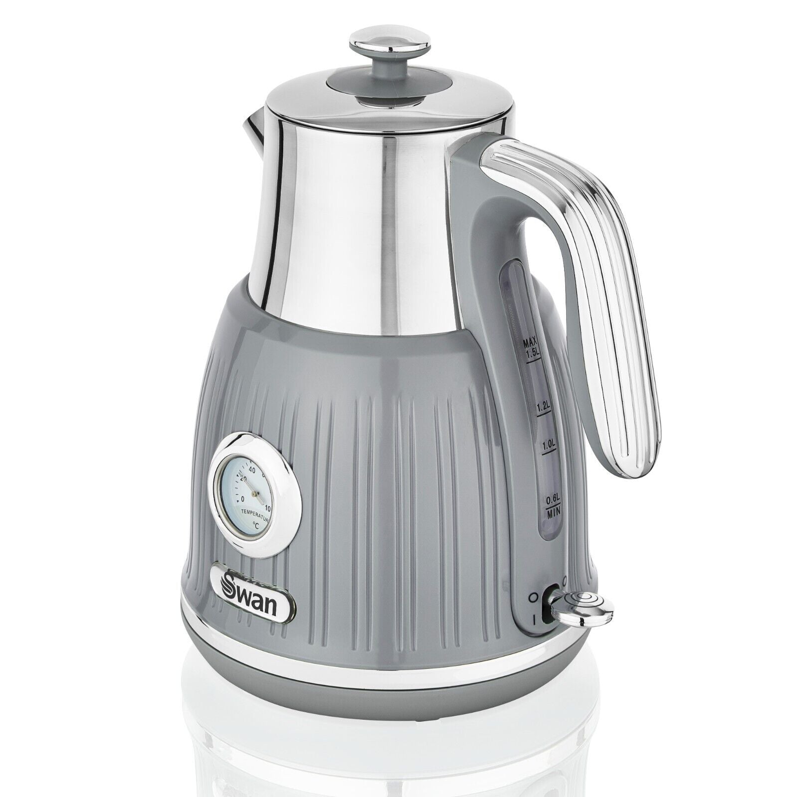 Swan Retro Grey 1.5L 3KW Kettle with Temperature Dial SK31040GRN