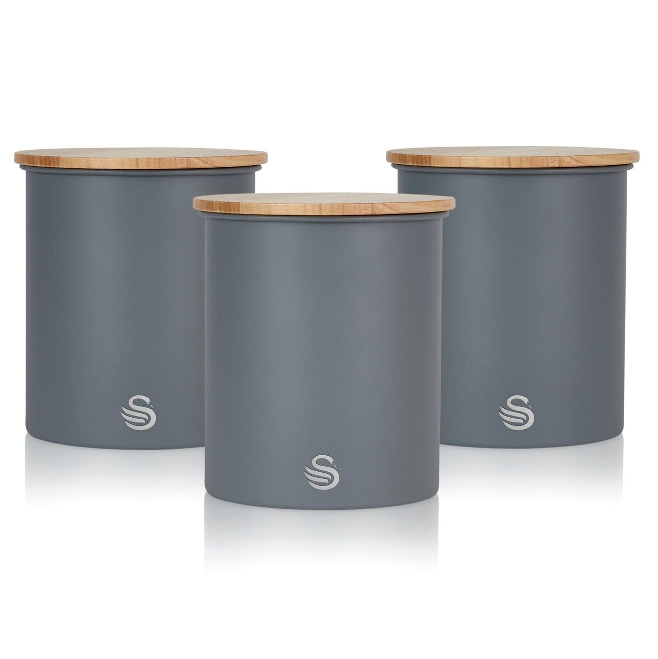 Swan Nordic Grey Tea Coffee & Sugar Kitchen Storage Canisters