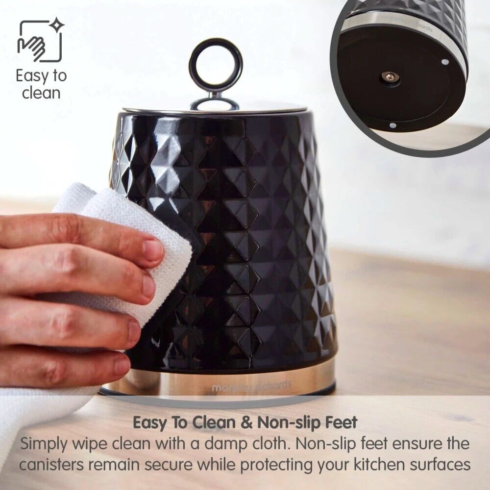 Morphy Richards Dimensions Black Kitchen Storage Canisters Set 978053