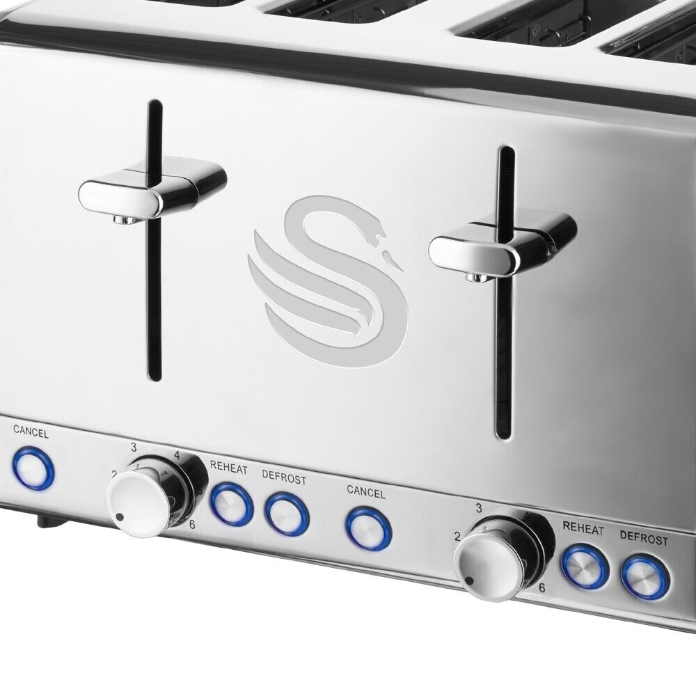 Swan Classics Silver 4 Slice Toaster in Polished Stainless Steel ST14064N