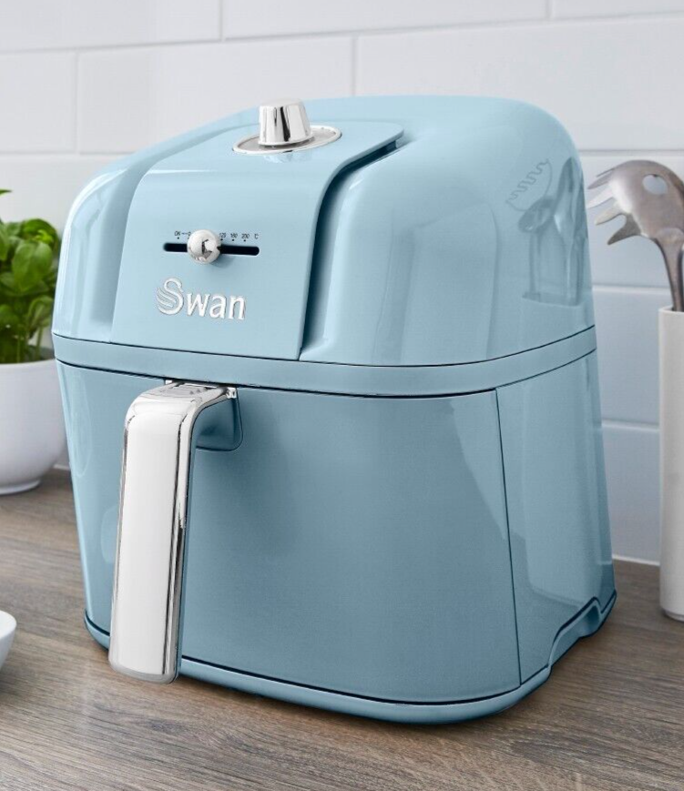 Swan Retro Air Fryer 6L in Blue - Healthy Energy Efficient Cooking for the Family