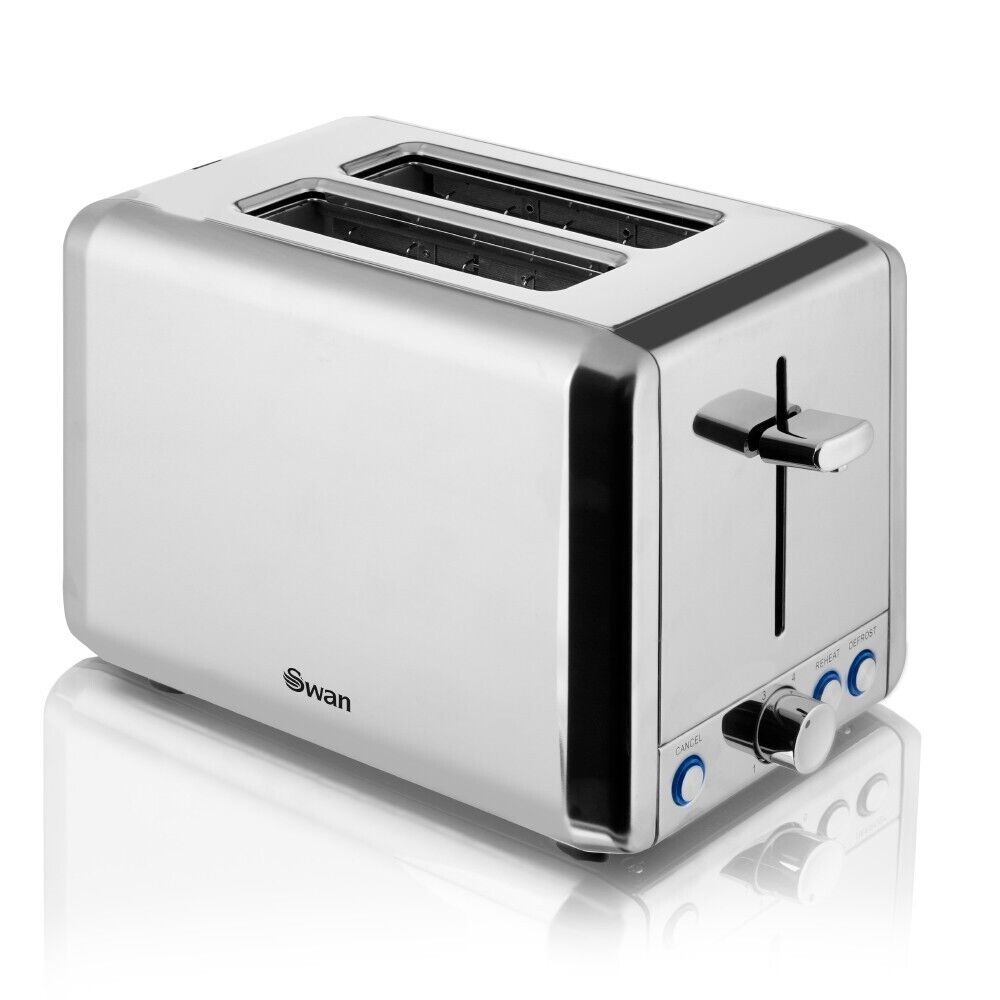 Swan Classics Silver 2 Slice Toaster in Polished Stainless Steel, ST14062N