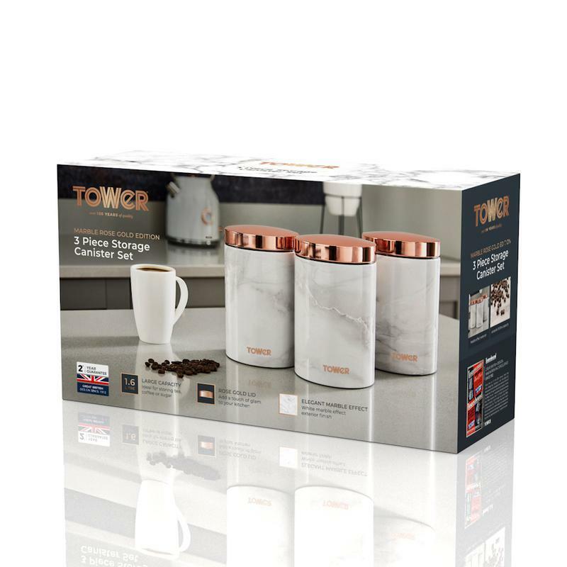 Rose Gold Marble Tea And Coffee Canisters Tower Marble Rose
