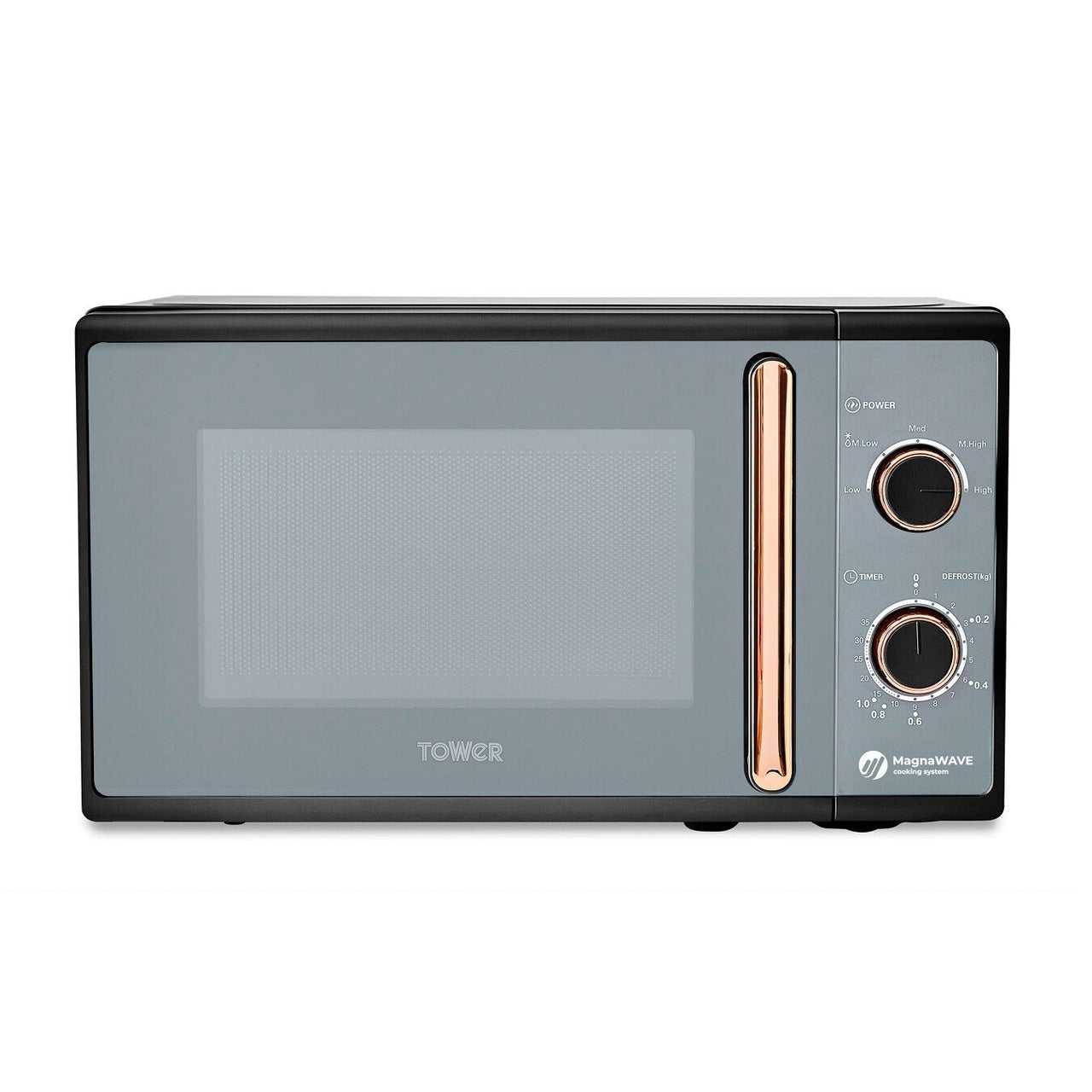 Tower Cavaletto Black & Rose Gold 800W 20L Manual Microwave - 3 Year Guarantee