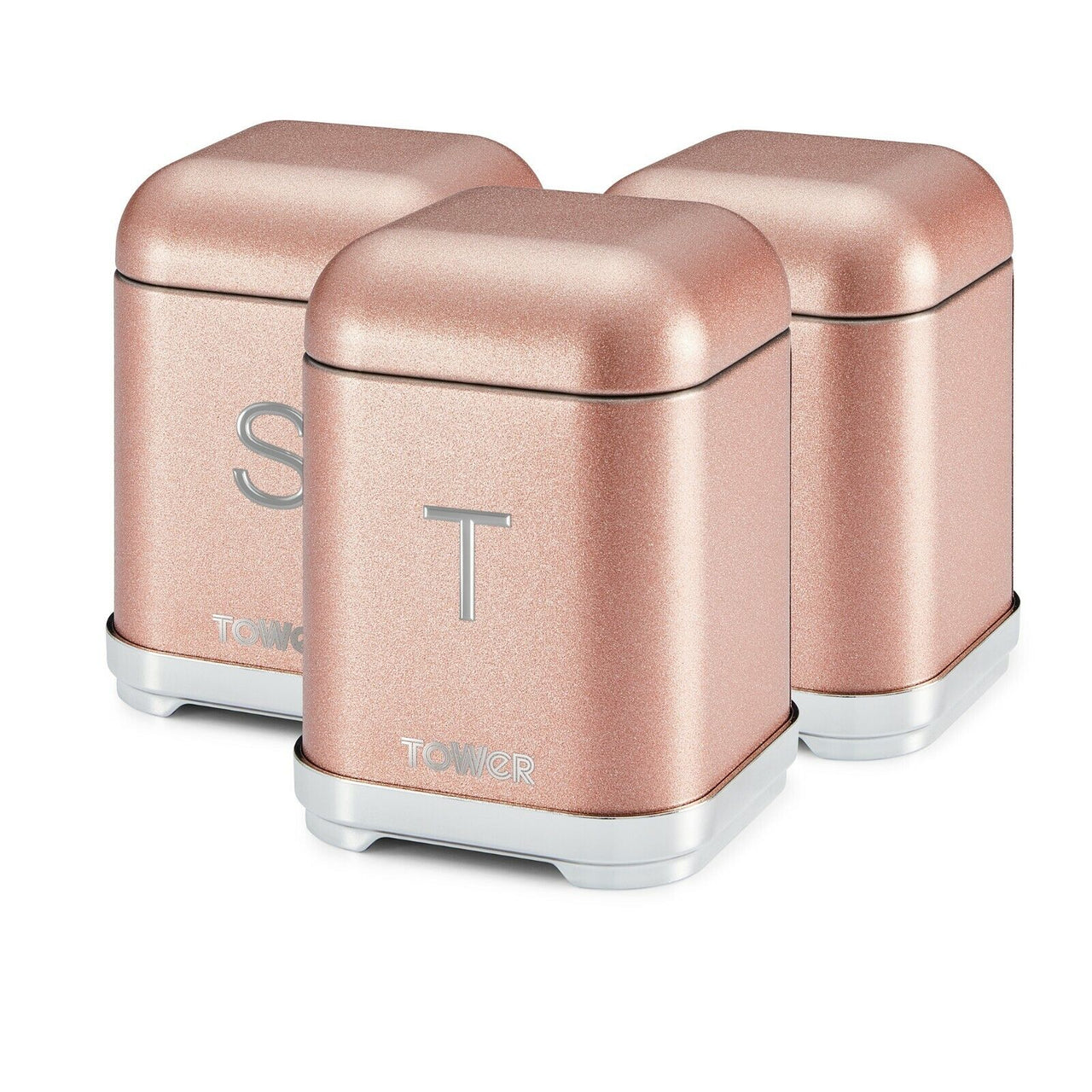 Tower Glitz Pink Set of 3 Kitchen Storage Canisters in Blush Pink