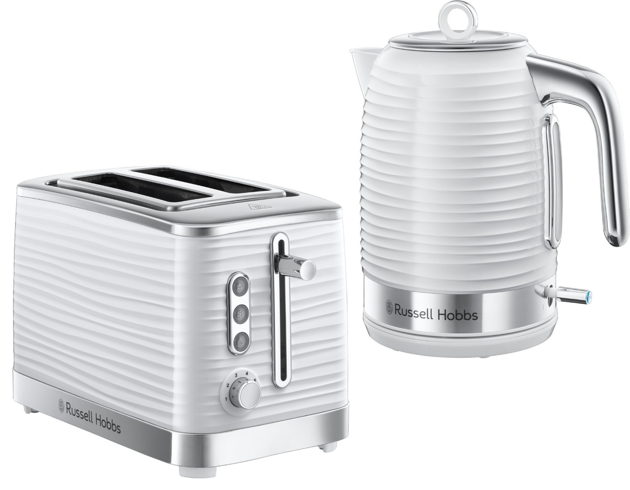Russell Hobbs Inspire White 1.7L Jug Kettle & 2 Slice Toaster Matching Set