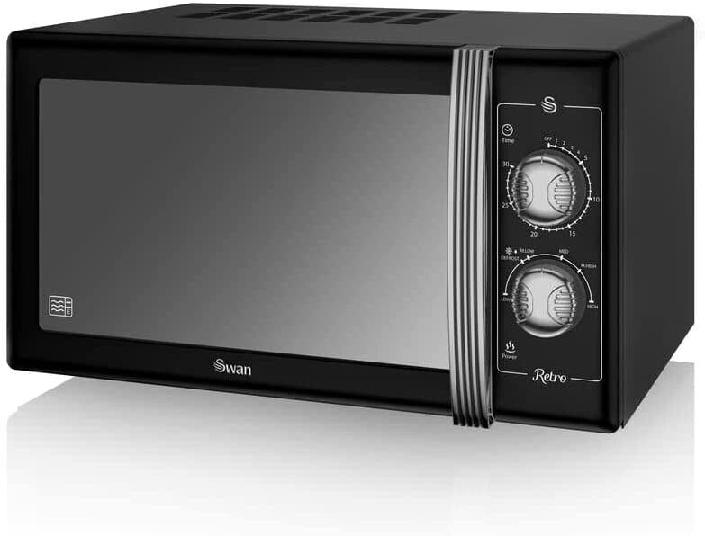 Swan Retro 25L 900W Manual Microwave in Black SM22070LBN Retro Design Microwave