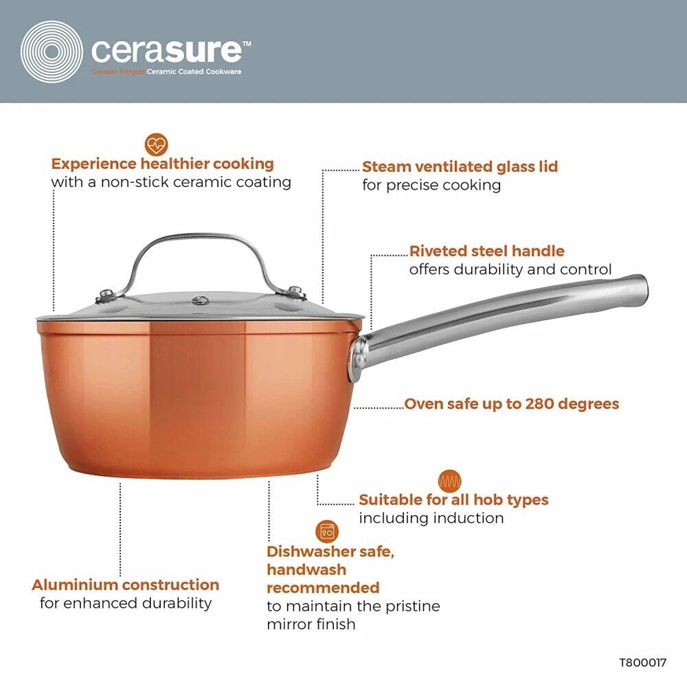 Copper Forge Cookware Tower Copper Forged 3 Piece Sauce Pan Set - Non Stick T800017