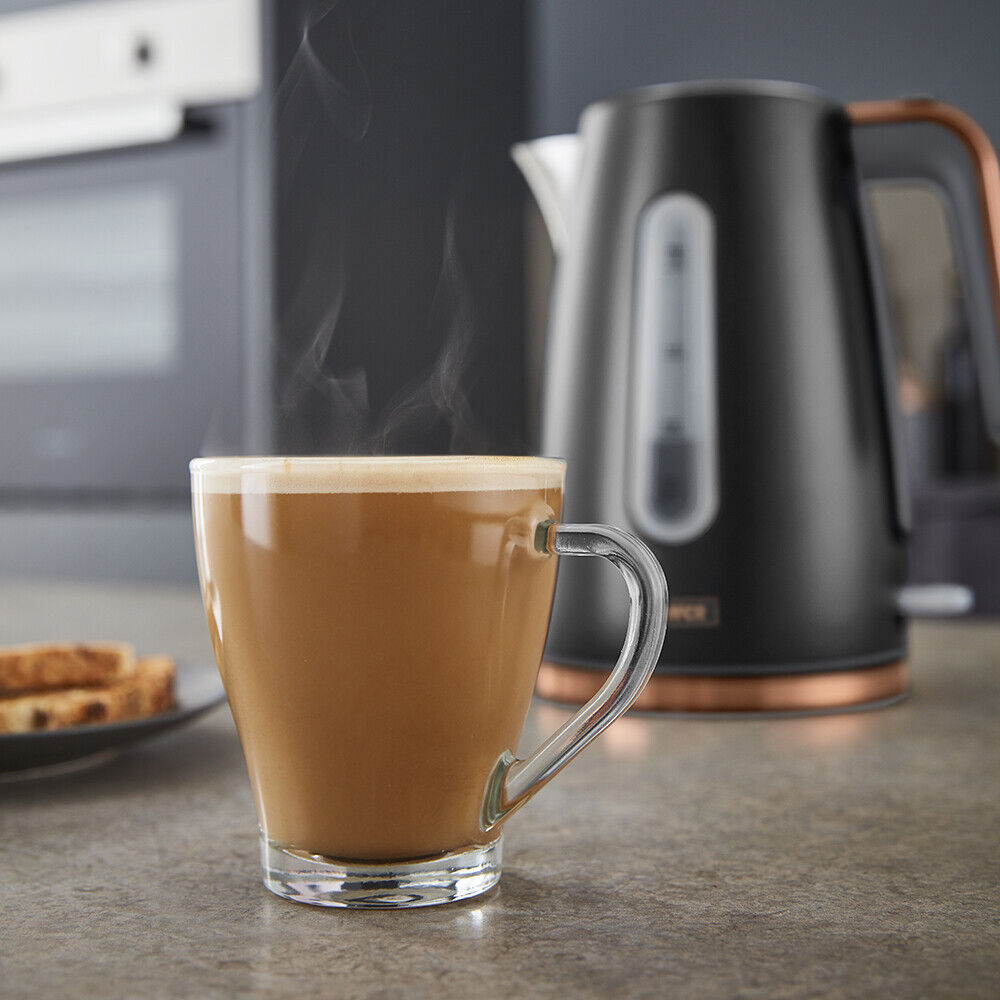 Tower Cavaletto 1.7L Jug Kettle & 2 Slice Toaster in Black & Rose Gold