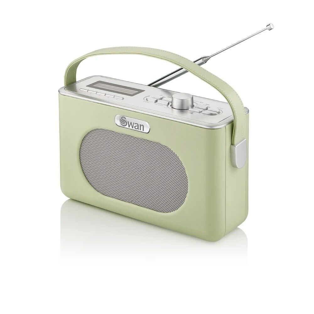 Swan Retro Green DAB Bluetooth Portable Radio Alarm Clock LCD Display SRA43010GN