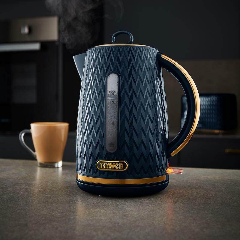 Tower Empire Blue Jug Kettle Toaster & Tea Coffee Sugar Canisters Set