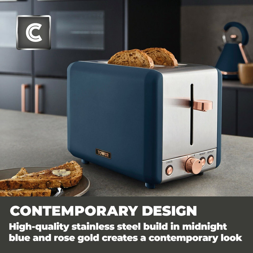 Tower Cavaletto Blue Pyramid Kettle Toaster Bread Bin Mug Tree & Towel