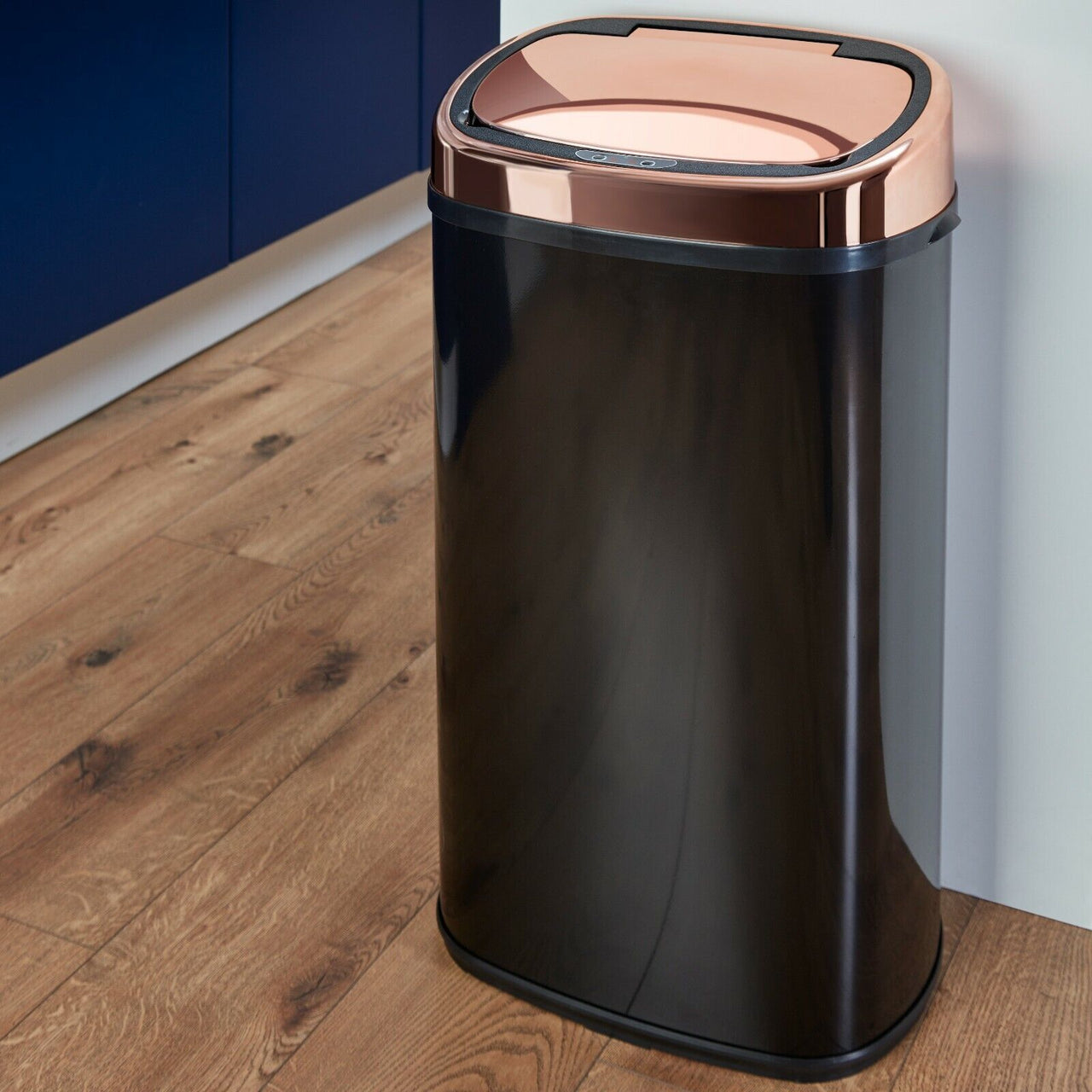 Tower Sensor Bin Rose Gold & Black 58L Square Bin Free Next Working Day Delivery