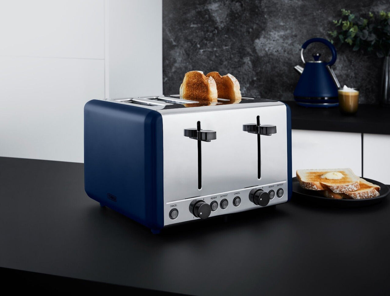 Tower Sera 4 Slice 1800W Toaster in Midnight Blue with Black Trim T20086MNB