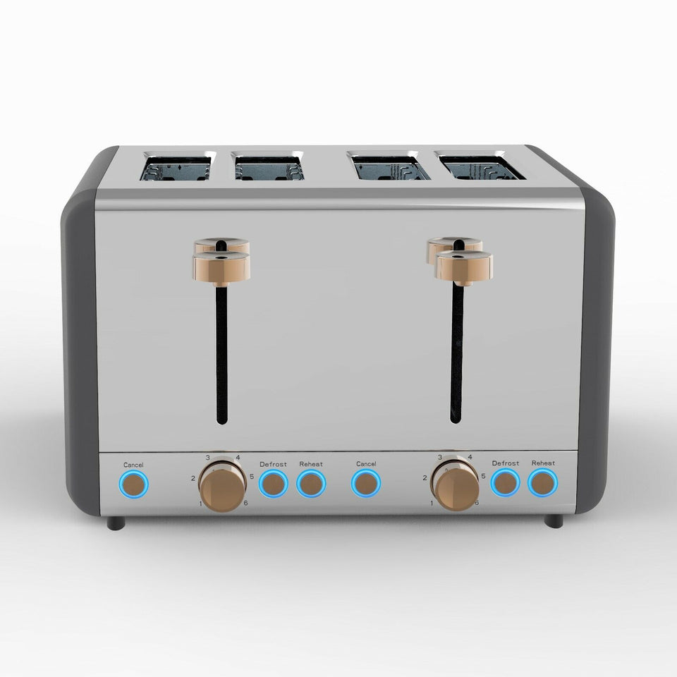 Tower Cavaletto Pyramid Kettle, 4 Slice Toaster & Canisters Set Grey